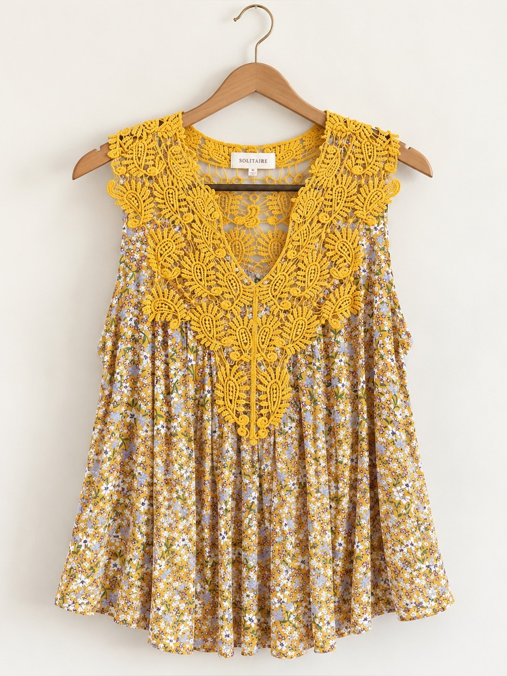 Solitaire Floral Lace Detail Tank
